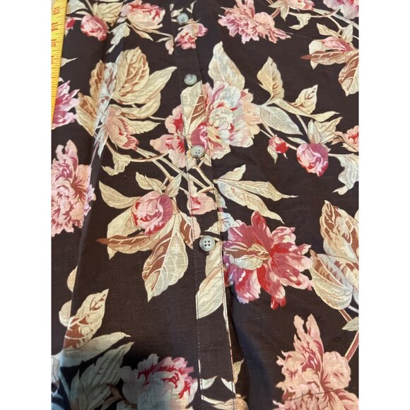 Chaps Floral Linen-Blend Skirt Size 8 Button Front - Picture 5 of 7